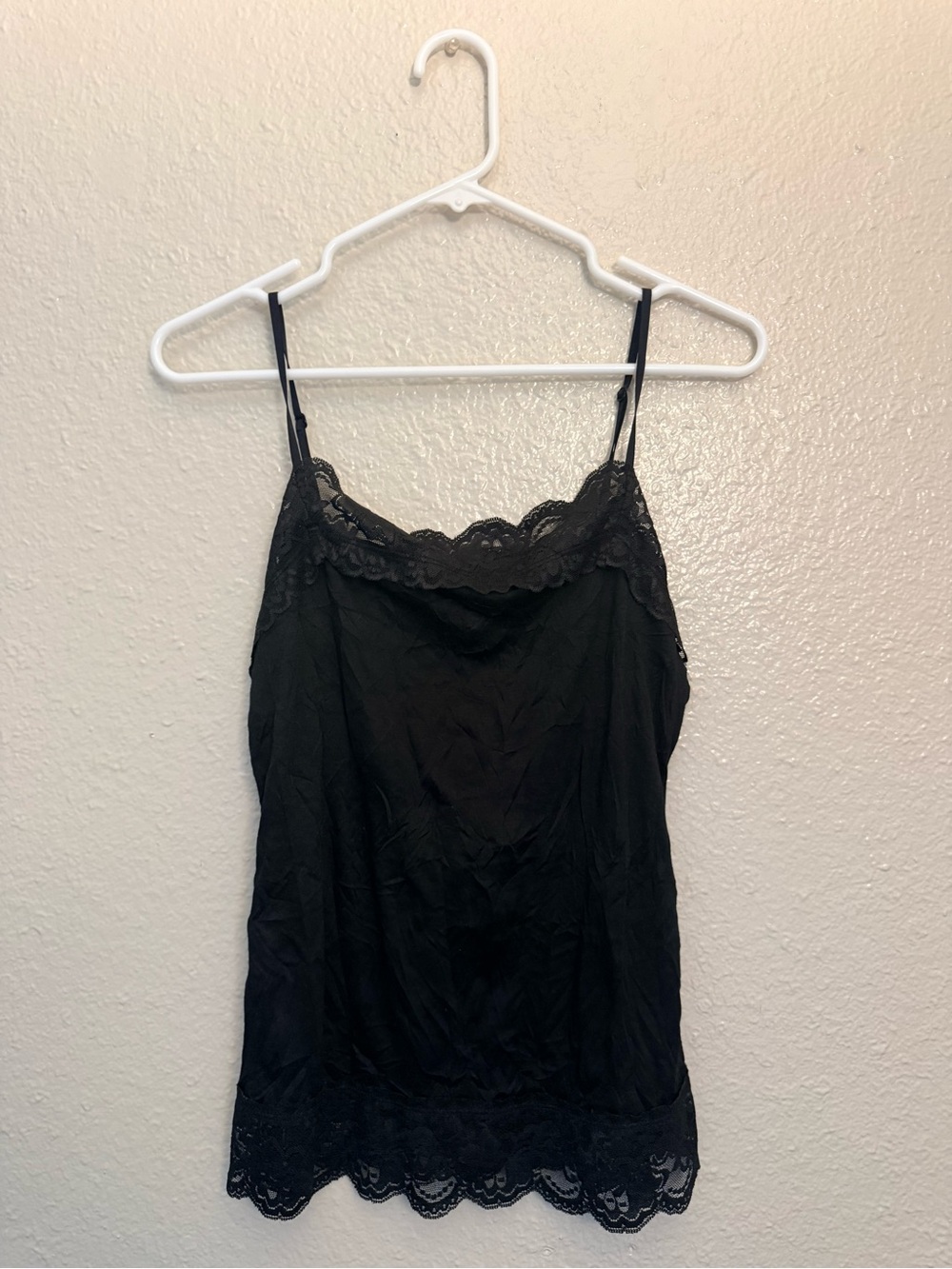 Black Lace Trim Tank Top